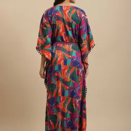 Claura Multicolor Printed Kaftan Nighty image 2