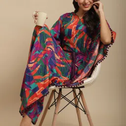 Claura Multicolor Printed Kaftan Nighty image 4