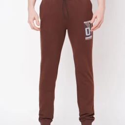 Fitz Dark Brown Slim Fit Printed Joggers-image-3