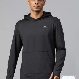 ALCIS Charcoal Slim Fit Hooded Sweatshirt-image-11