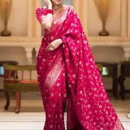 Sita Pink Silk Blend Woven Design Sarees-picture-29