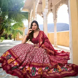ZIBLON Embellished Patchwork Ready to Wear Silk Lehenga & Blouse With Dupatta-image-91