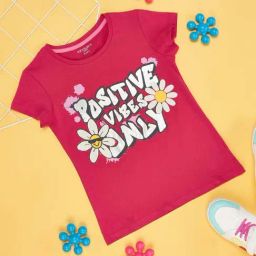 Pantaloons Junior Pink Cotton Printed Top-image-127