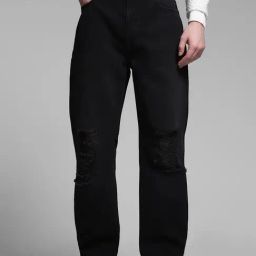 Jack & Jones Black Cotton Loose Fit Distressed Jeans-image-74
