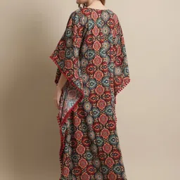 Claura Multicolor Printed Kaftan Nighty image 2