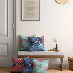 India Circus Multicolor Velvet Blooms & Swans Cushion Covers - Set of 5-picture-13