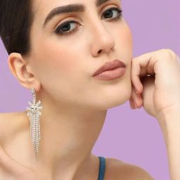 Sohi Silver Plated Designer Stone Party Dangler Earrings-43