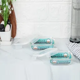 Femora Borosilicate Transparent Glass Container With Lid (2.2 L)-  Set of 2 image 2