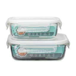 Femora Borosilicate Transparent Glass Container With Lid (2.2 L)-  Set of 2 image 3