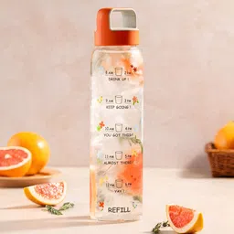 BOROSIL Neo Motivational Orange & Transparent Single Glass Printed Water Bottle 1 L-image-92