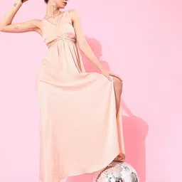 EVERYDAY by ANI Women Peach Solid Dress-picture-8