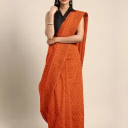 Kalakari India Orange Cotton Printed Saree With Unstitched Blouse-image-62