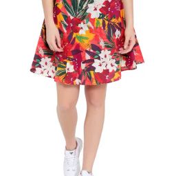 Ayaany Red Floral Print Cotton Skirt-image-7