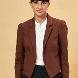 Annabelle by Pantaloons Sorrel Brown Regular Fit Formal Blazer-image-58