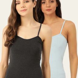 Lady Lyka Multicolor Cotton Camisole (Pack of 2)-image-100