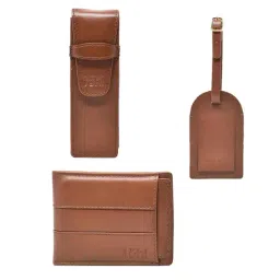 Tohl Marvao Tan Casual Leather Bi-Fold Wallet,Keychain & Pen Holder Set for Men-37