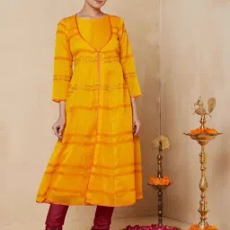 Fabindia Yellow Printed A Line Kurta-picture-41