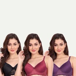 FIMS: Fashion is my Style Purple & Maroon Lace Work Everyday Bras - Pack Of 3-picture-47