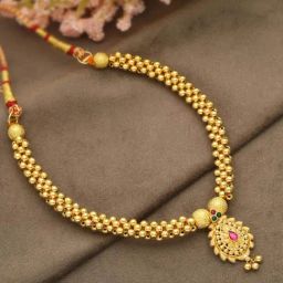Malabar Gold and Diamonds 22k Gold Semi-Long Tushi Matinee Necklace For Women-image-13