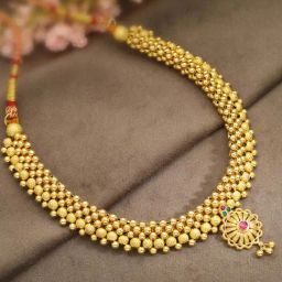 Malabar Gold and Diamonds 22k Gold Semi-Long Tushi Matinee Necklace For Women-image-20