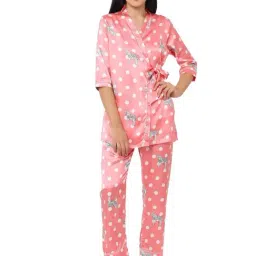 Sweet Dreams Peach Polka Dot Pajama Set With Robe-picture-21