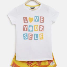 Lil Tomatoes Kids White & Yellow Printed Night Suits-image-26