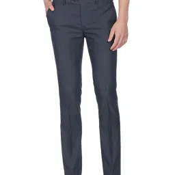Arrow Navy Regular Fit Checks Trousers-image-26
