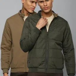 Allen Solly Brown & Green Cotton Regular Fit Quilted Jacket-picture-45