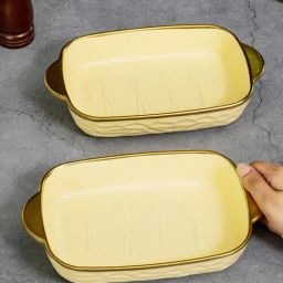 ROXX Yellow Porcelain Rectangle Platter - Set of 2 image 2
