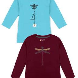 HELLCAT Turquoise & Maroon Printed Full Sleeves T-Shirt (Pack Of 2)-image-74