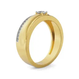 EMORI Yellow Gold Sleek Line Pave Diamond Band-image-67