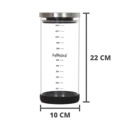 Femora Borosilicate Glass Storage Jar with Steel Lid (1300 ml) - Set of 1 image 2