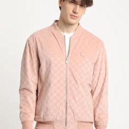 The Bear House Pink Polyester Regular Fit Textured Casual Jacket-image-33