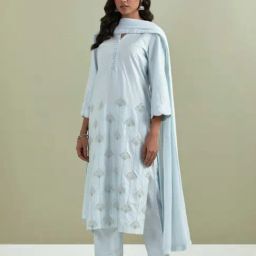 Priya Chaudhary Powder Blue Ambrosia Embroidered Chanderi Silk Kurta-image-31