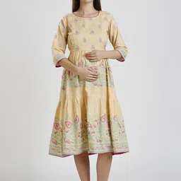 DUMMY SHAPE Women Printed Flared Sleeves Tiering Maternity Anarkali Kurta-image-9