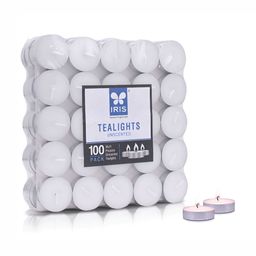 Iris White 100 Pieces Unscented Tea Light Candles-2