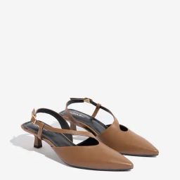 LUNA BLU by Westside Brown Asymmetrical Sling-Designed Mules-image-75