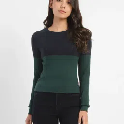 Levi's Blue & Green Cotton Color-Block Sweater-picture-27