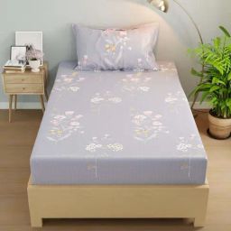 Bianca Rivera Cool Grey Micro Fabric 192 TC Extra Smooth Single Bed Sheet with Pillow Cover-image-55