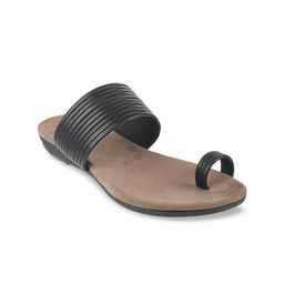 Mochi Women Black Solid One Toe Flats-13