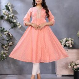 Rangita Peach Regular Fit Embroidered Kurta-picture-46
