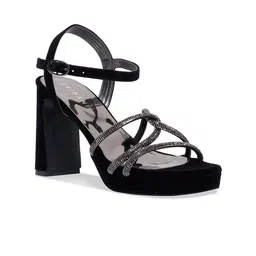 ERIDANI Embellished Open Toe Platform Heels-12