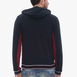Basics Navy & Red Slim Fit Colour Block Hooded Jacket image 2