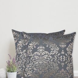 Home Blue & Gold-Toned Set of 2 Cotton Square Cushion Covers-21