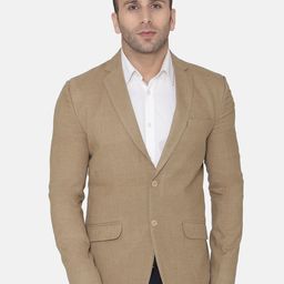 Wintage Men Beige Solid Regular-Fit Single-Breasted Woolen Blazer-image-92