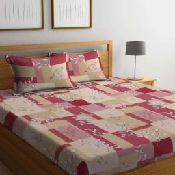Klotthe Multicolor 400 TC Cotton Double Elastic Bedsheet with 2 Pillow Covers-image-74