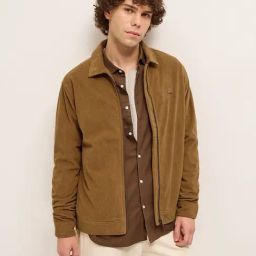 The Bear House Brown Polyester Regular Fit Textured Casual Jacket-picture-1