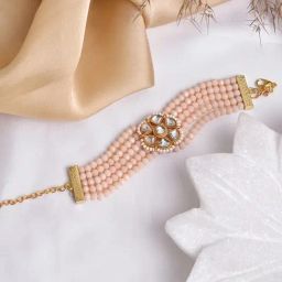 Teejh Adhira Light Pink Beaded Flexible Fit Bracelet-9