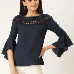 Style Quotient Women Navy Blue Solid Top-33