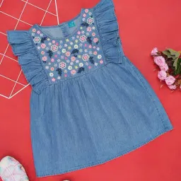 YU by Pantaloons Kids Blue Cotton Floral Print Top-image-29